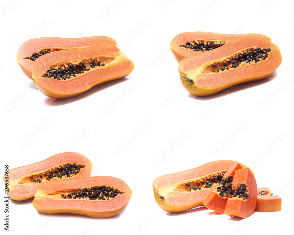 sweet papaya on white background (Mix, set , collection) sweet papaya on white background (Mix, set , collection)
