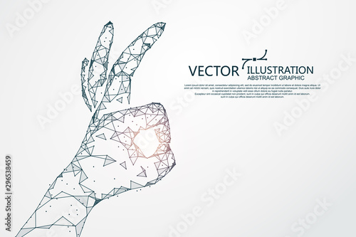"OK" hand, concept graphics, vector illustration.