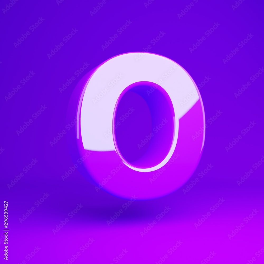 Glossy violet letter O uppercase violet matte background Glossy violet letter O uppercase violet matte background