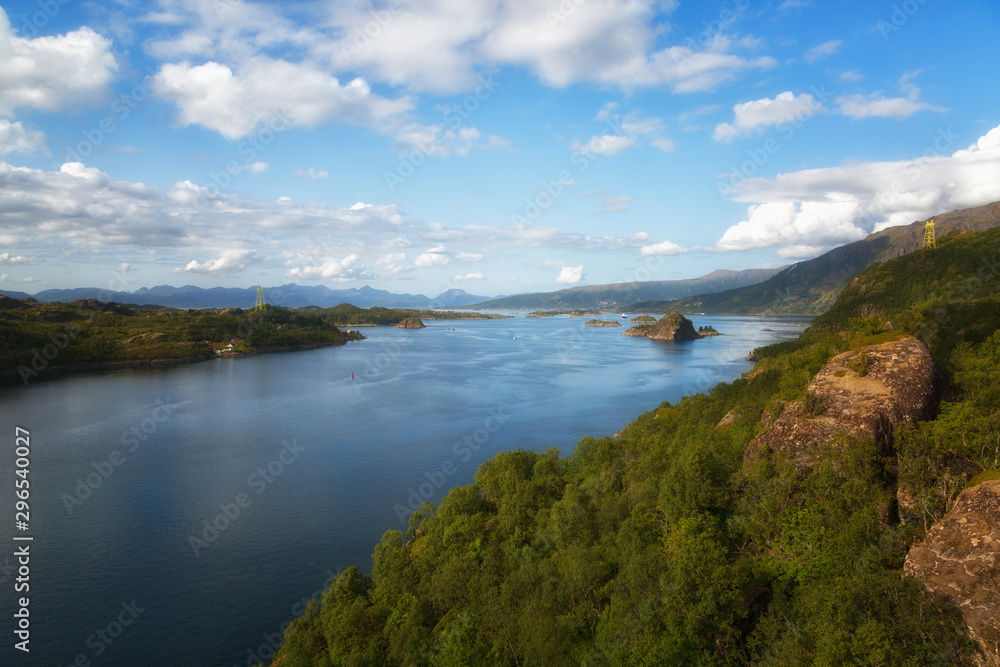Norway. View of the fjord from the mountain on a summer day