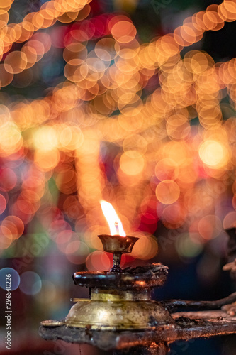 Diwali candle diya or butter lamps with bokeh