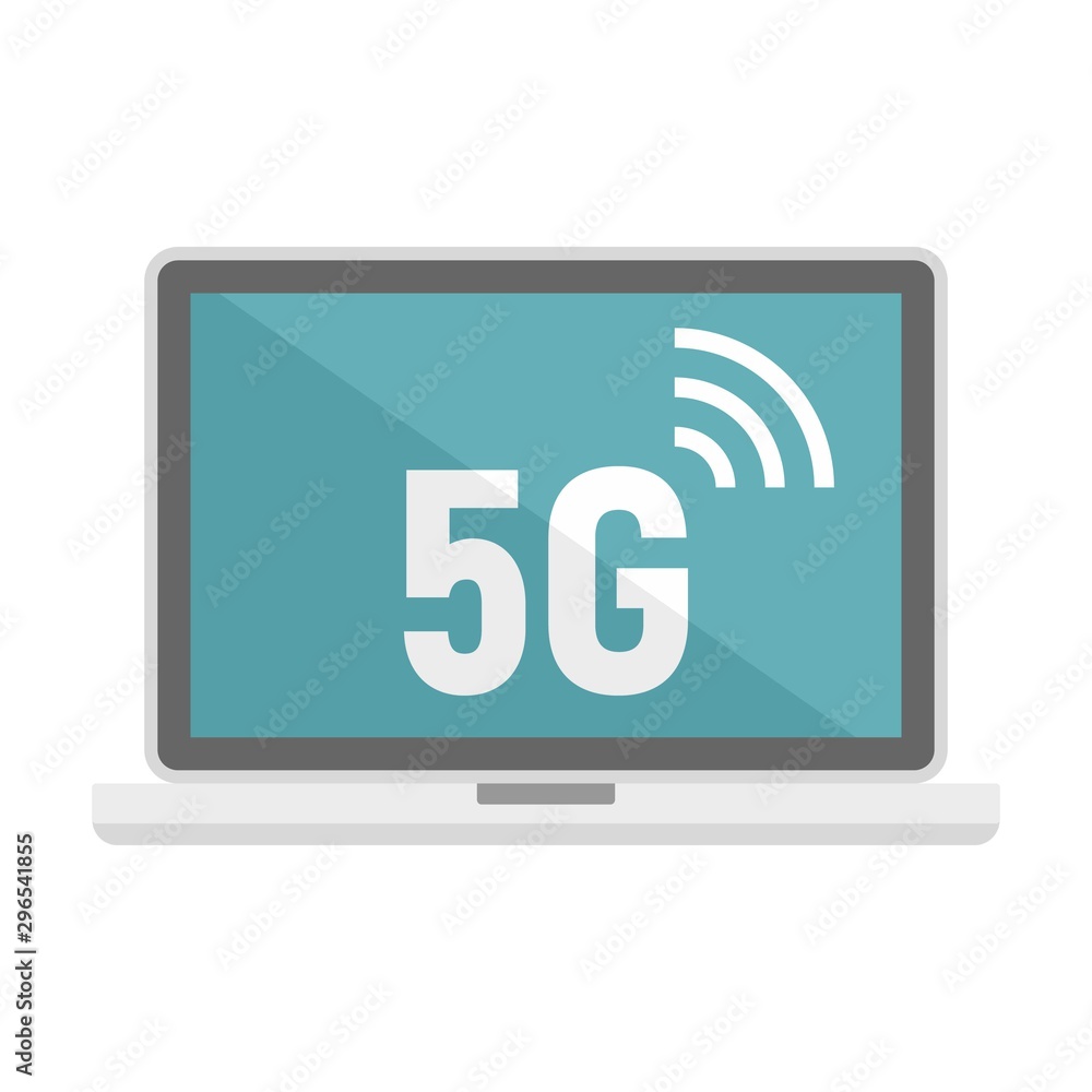 5G laptop icon. Flat illustration of 5G laptop vector icon for web design 5G laptop icon. Flat illustration of 5G laptop vector icon for web design