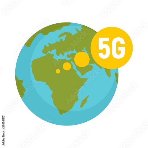 Global 5g technology icon. Flat illustration of global 5g technology vector icon for web design
