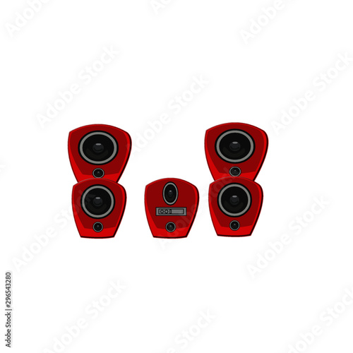 Musical Instrument - Red Speakers - Cartoon Vector Image
