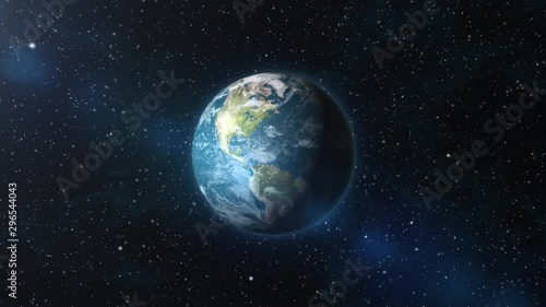 Earth zoom in from outer space until white clouds fill the screen. Elements of this image furnished by NASA.