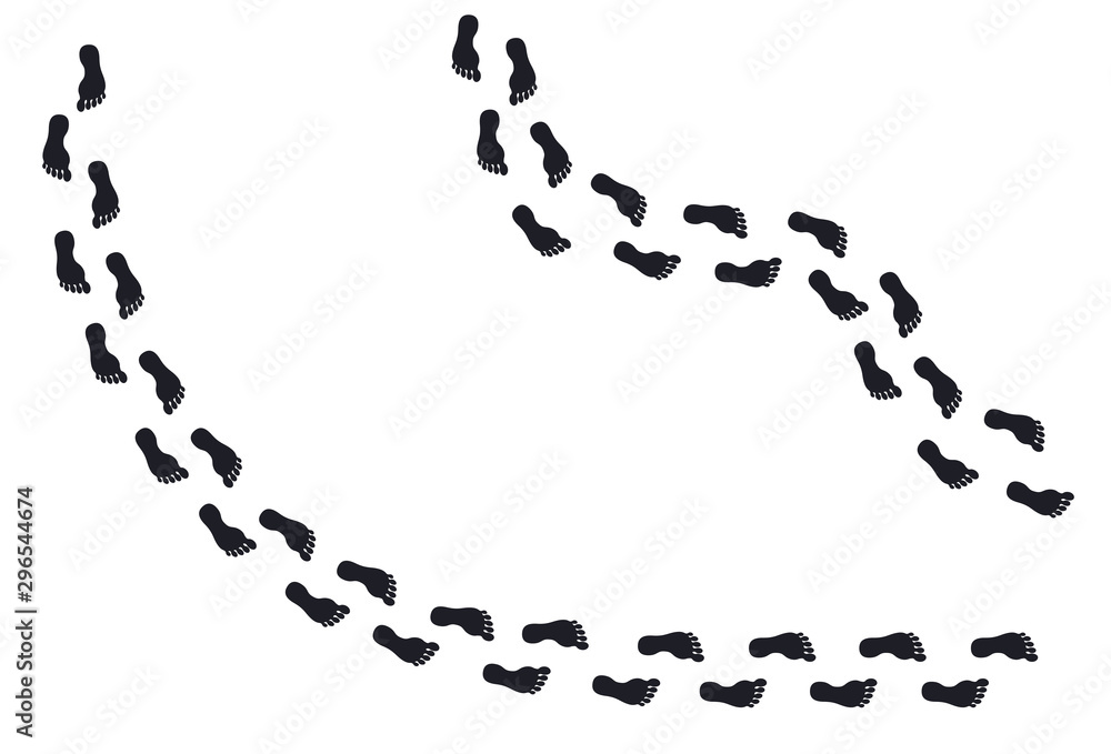 Human barefoot sole footprint footpath silhouettes Human barefoot sole footprint footpath silhouettes