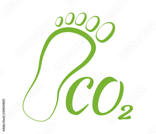 CO2 foot symbol green ecological outline footprint icon
