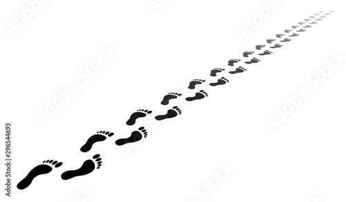 Human barefoot sole footprint point of view footpath silhouettes