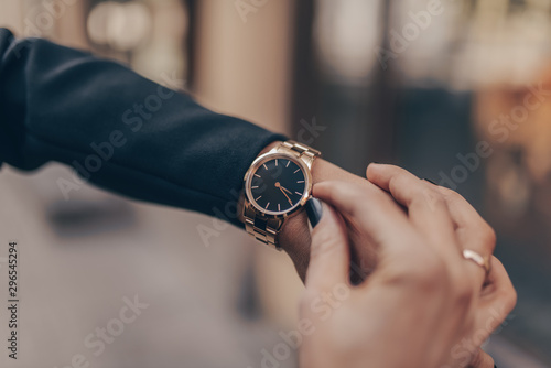 Fashion elegant watch on woman hand