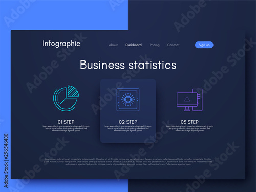 Vector graphics infographics with three options. Template for creating mobile applications, workflow layout, diagram, banner, web design, business reports with 3 steps