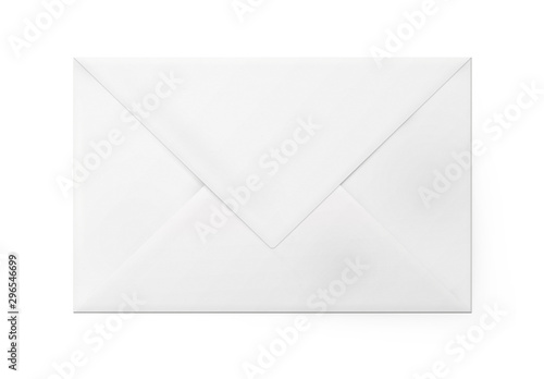 White closed paper envelope for letter - back side.