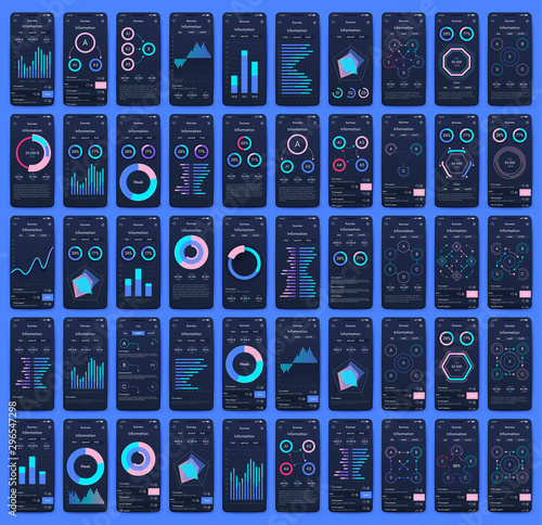 Different UI, UX, GUI screens and flat web icons for mobile apps