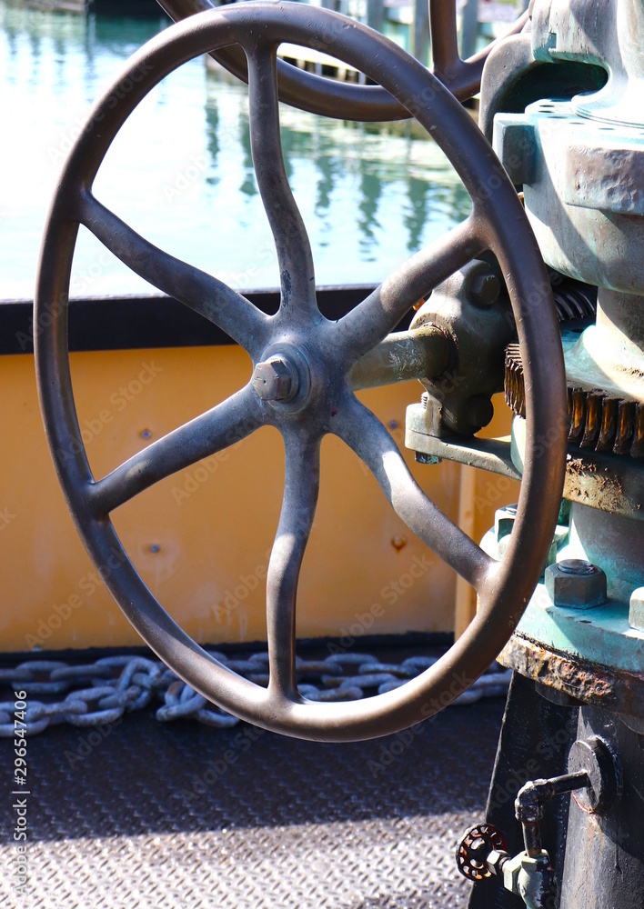 Steering Wheel on Old Ship