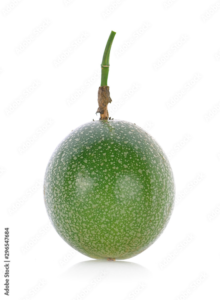Green Passion fruit isolated on white background. Green Passion fruit isolated on white background.