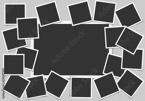 Set of square vector photo frames. Set of square and rectangular vector photo frames. Vertical and horizontal template photo design.