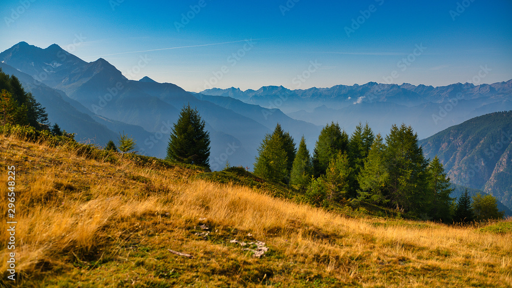 italian mountains landscape in autumn season 