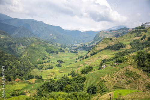 View from the top of the mountains of Sa Pa and its rice paddies. Vietnam © unai