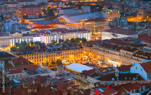 Night Lisbon downtown square Portugal