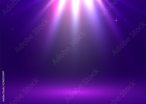 Light show. Studio table room. Product display with copy space. Web banner background. Vector illustration