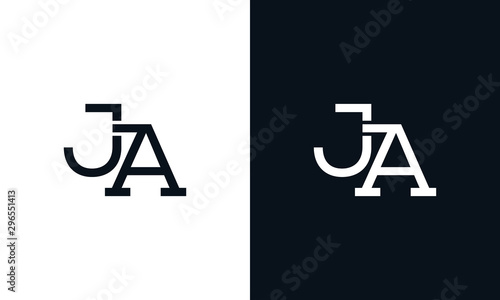 Minimalist line art letter JA logo. This logo icon incorporate with two letter in the creative way. photo