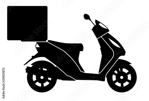 Delivery motorcycle silhouette on white background view from side