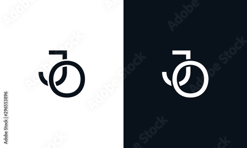 Minimalist line art letter JO logo. This logo icon incorporate with two letter in the creative way. photo