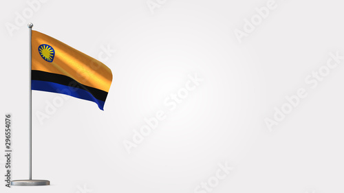Cojedes Venezuela 3D waving flag illustration on Flagpole. Perfect for background with space on the right side. photo