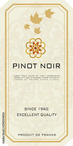 WINE LABEL PINOT NOIR MODERN WHITE WINE