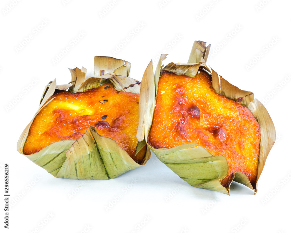 Studio shot two Bibingka rice cake type of kakanin in Philippine ...