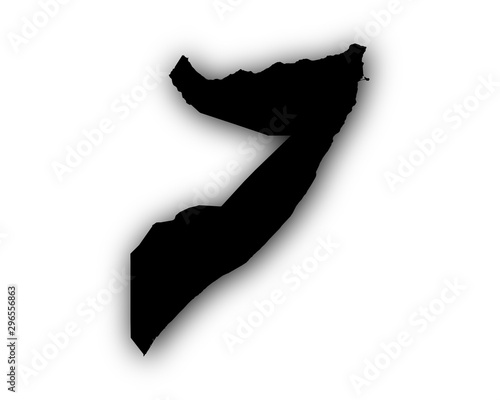 Karte von Somalia mit Schatten