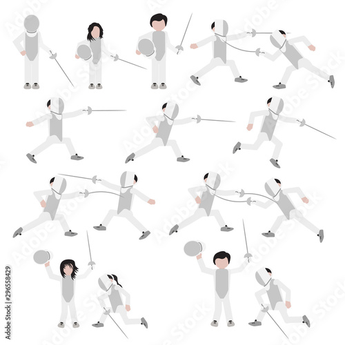 Fencing icon set. Fencing sport set. Vector.