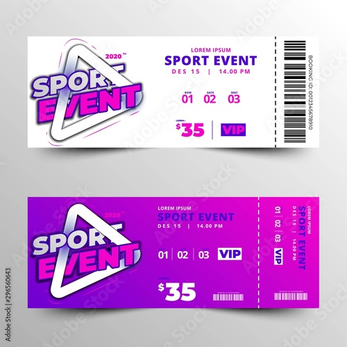 sports event ticket typographic template design vector