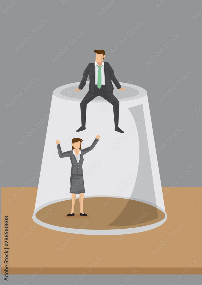 Fototapeta premium Glass Ceiling at Work Cartoon Vector Illustration