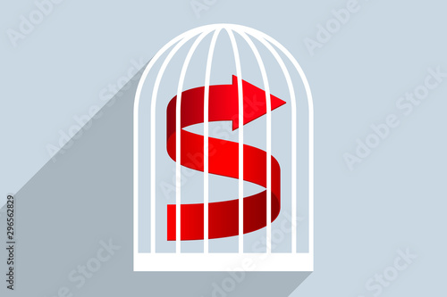 Red arrow inside cage