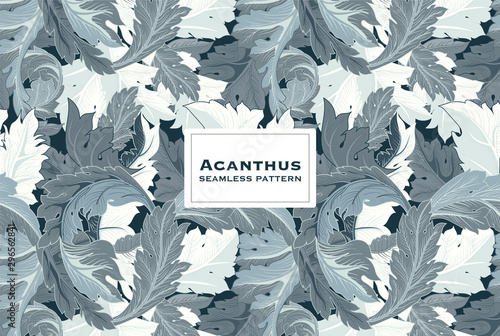 Vector acanthus monogram floral ornament Seamless background pattern.