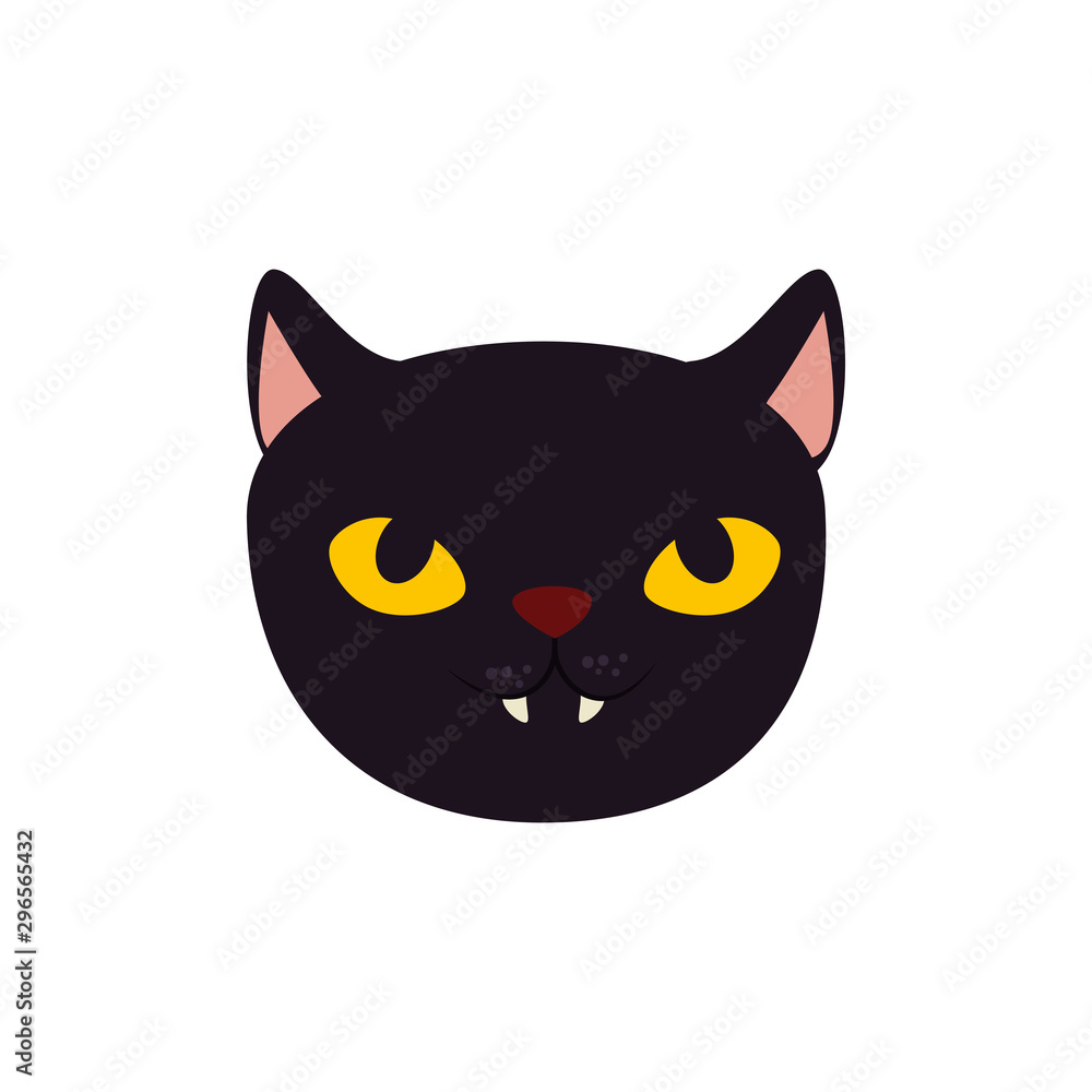 face of black cat halloween isolated icon vector illustration design