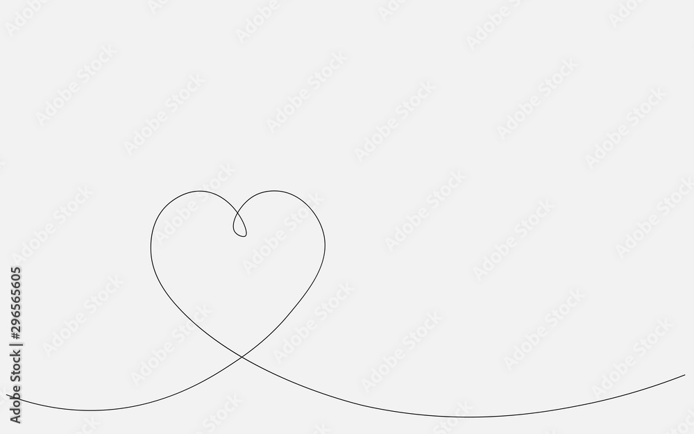 Heart background line drawing, vector illustration