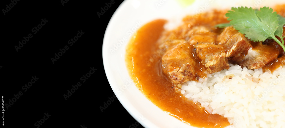 crispy pork rice with rice , delicious of Thai food