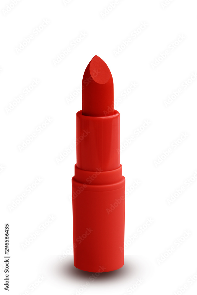 red lipstick for women on white background, isolate, decorative cosmetics concept, close-up red lipstick for women on white background, isolate, decorative cosmetics concept, close-up