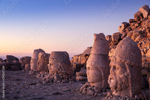 Statues on top of the Nemrut Mountain, in Adiyaman, Turkey photo