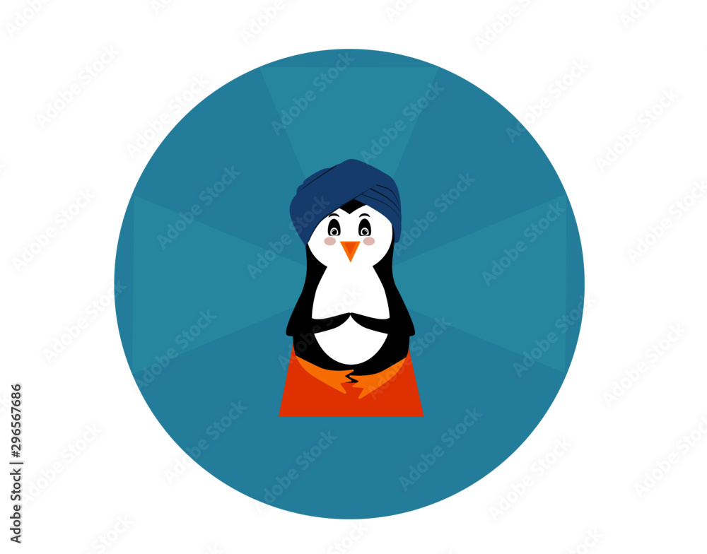 Fototapeta premium Penguin sitting in lotus position on yoga