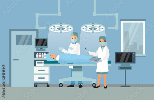 Vector medical concept Surgeons in operation theater.