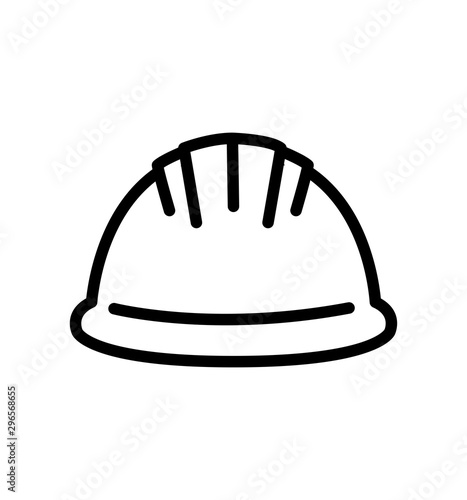 construction safety helmet line icon flat style illustration