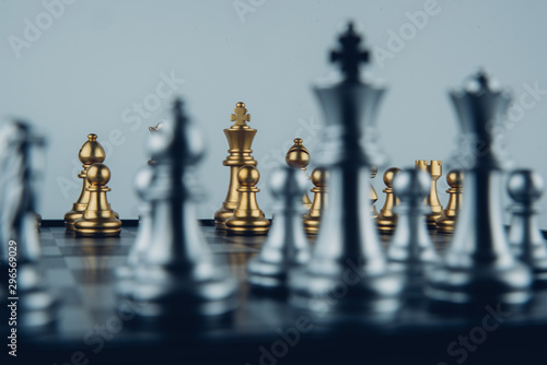 Chess board game business strategy or leadership concept.