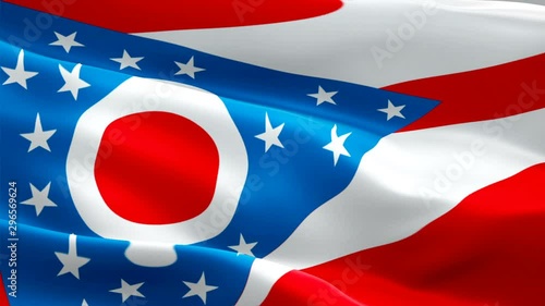 Ohio flag waving. National 3d United States flag waving. U.S. Ohio seamless loop animation. American US State flag HD resolution Background. ‎Columbus Ohio flag closeup 1080p Full HD video for present photo