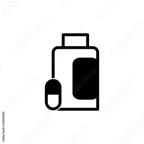 capsule vector icon, pill icon,medicine bottle icon, flat design best vector illustration