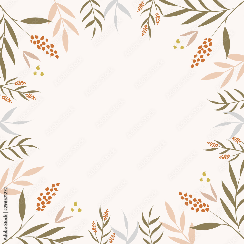 Botanical frame template. Flowers background Botanical frame template. Flowers background