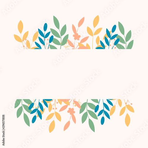 Vector frame with leaves. Botanical background