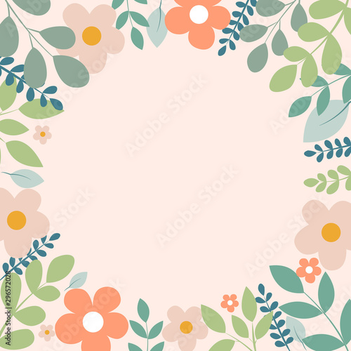 Botanical frame template. Flowers background