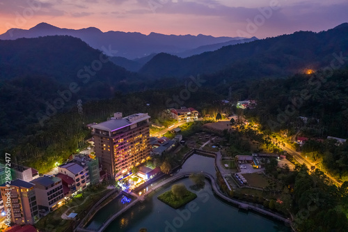 night scene landscape at famous Sun Moon Lake photo